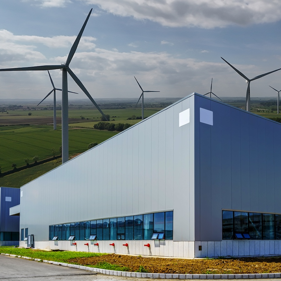 Data center with wind turbines