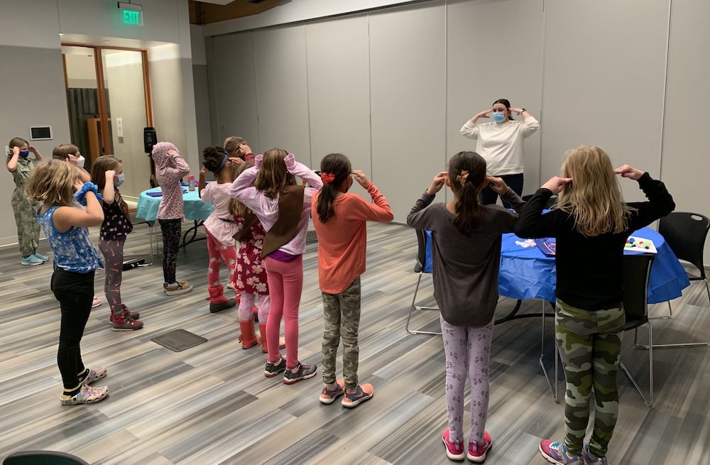 Girl Scout Troop playing games