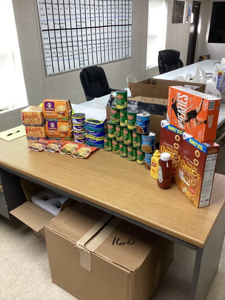 Food collected on table