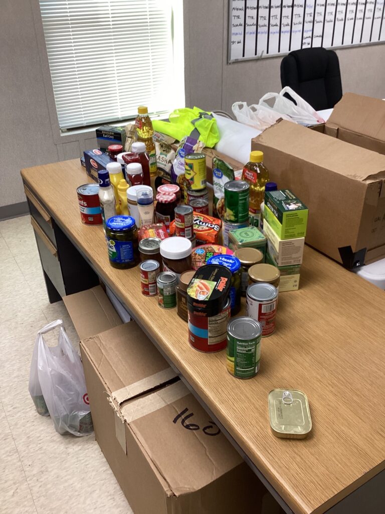 Food collected on table