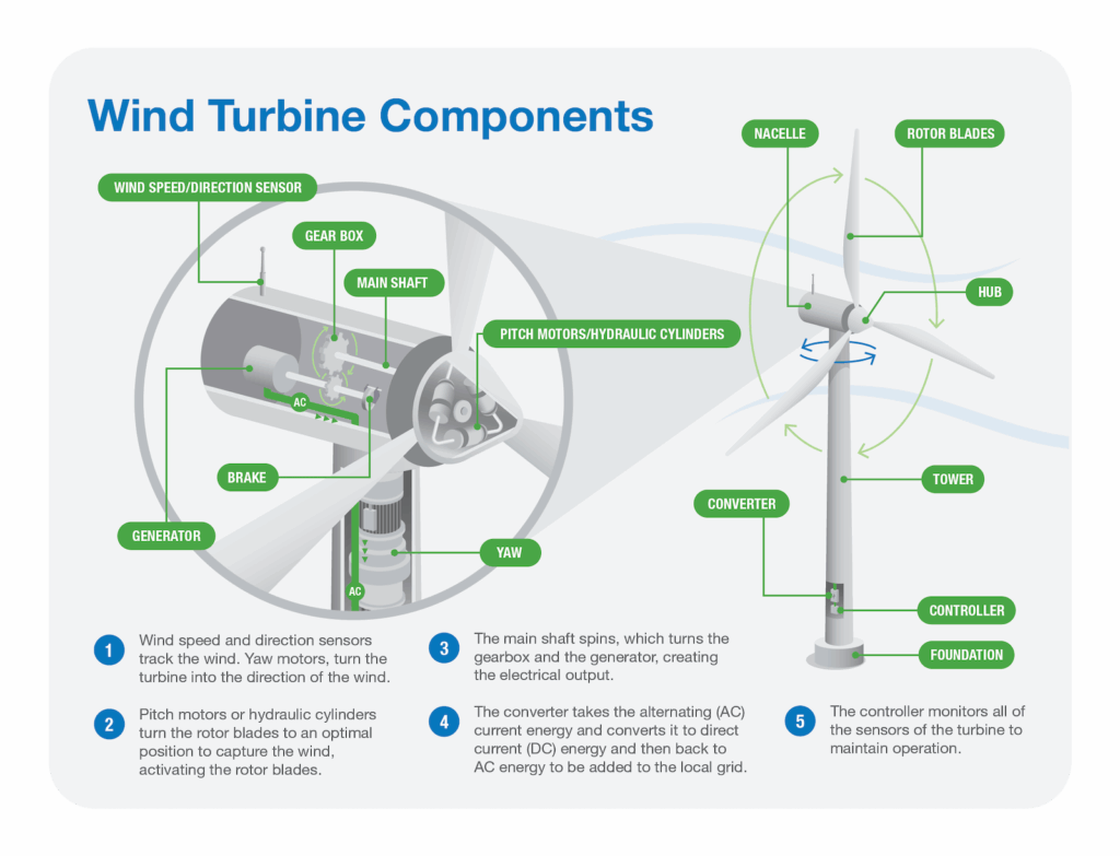 Wind turbine components infographic